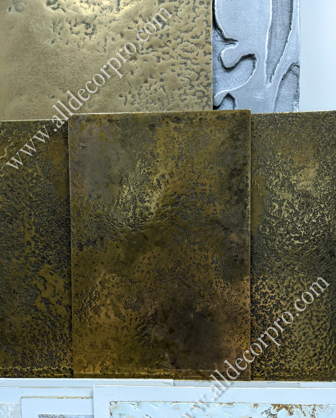 Образцы состаренного, фактурного декоративного покрытия жидкий металл Metallhaut