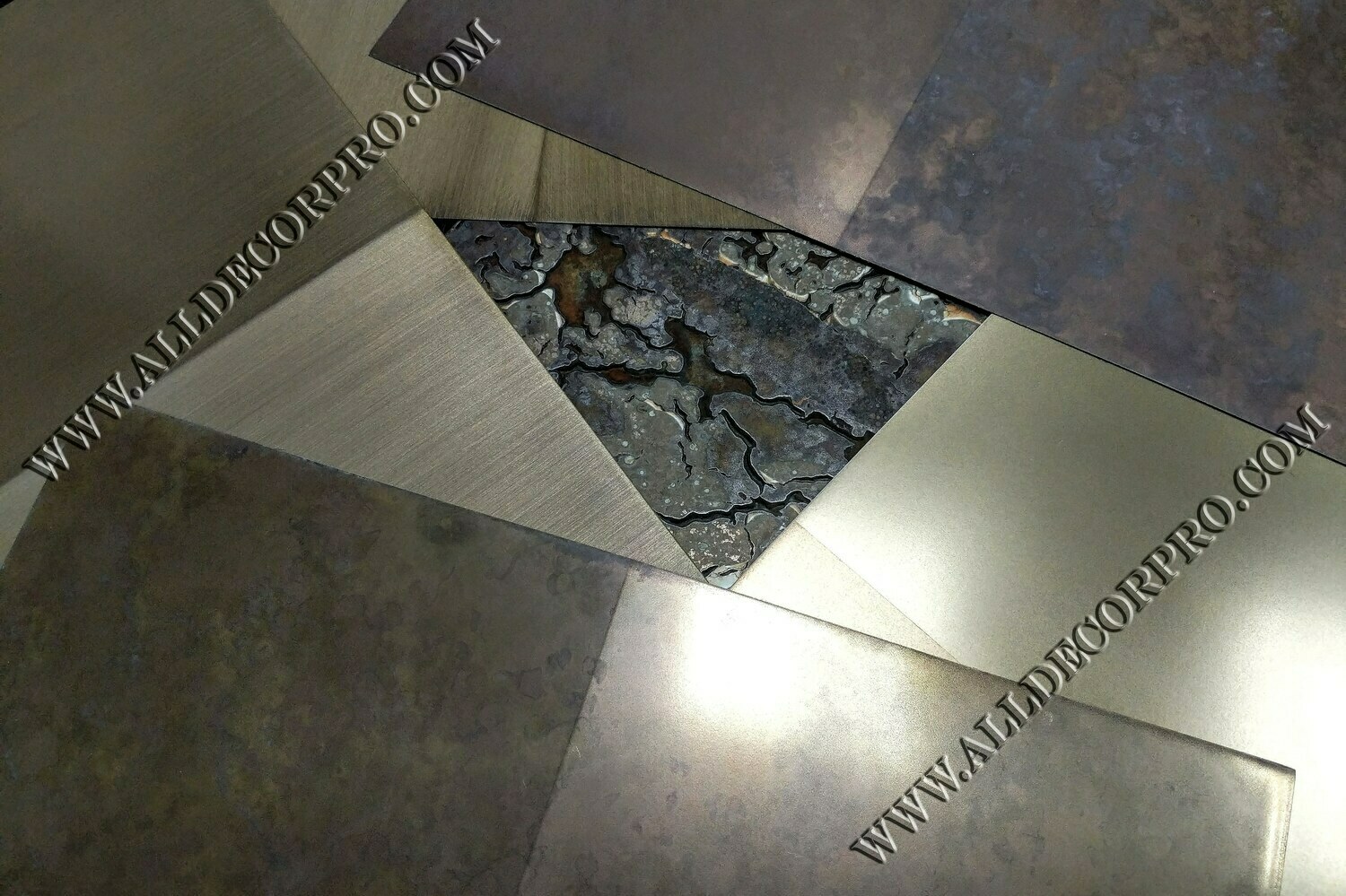 Образцы патинированного декоративного покрытия жидкий металл Metallhaut