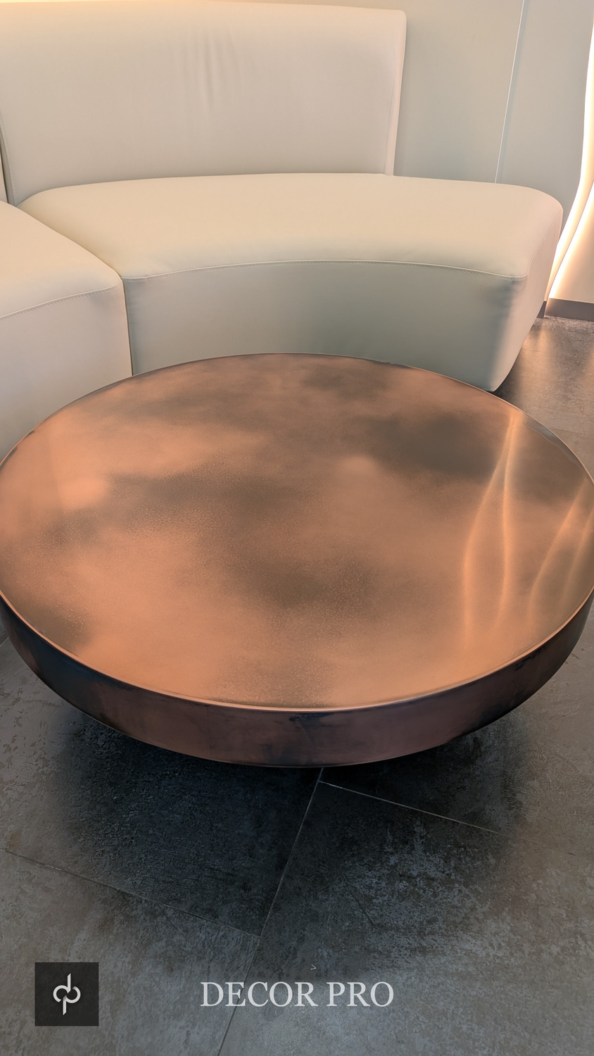 Кофейный столик металлизированный жидким металлом PRO-METAL с эффектом патинированной меди