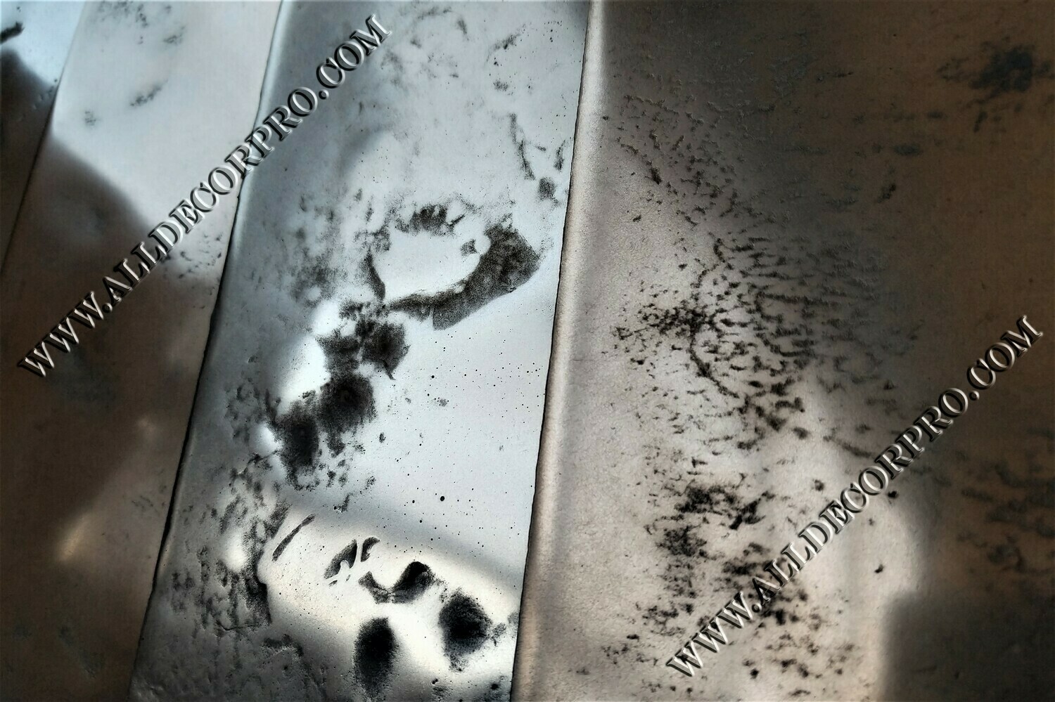 Образцы декоративного покрытия жидкий металл Metallhaut с эффектом мятого металла