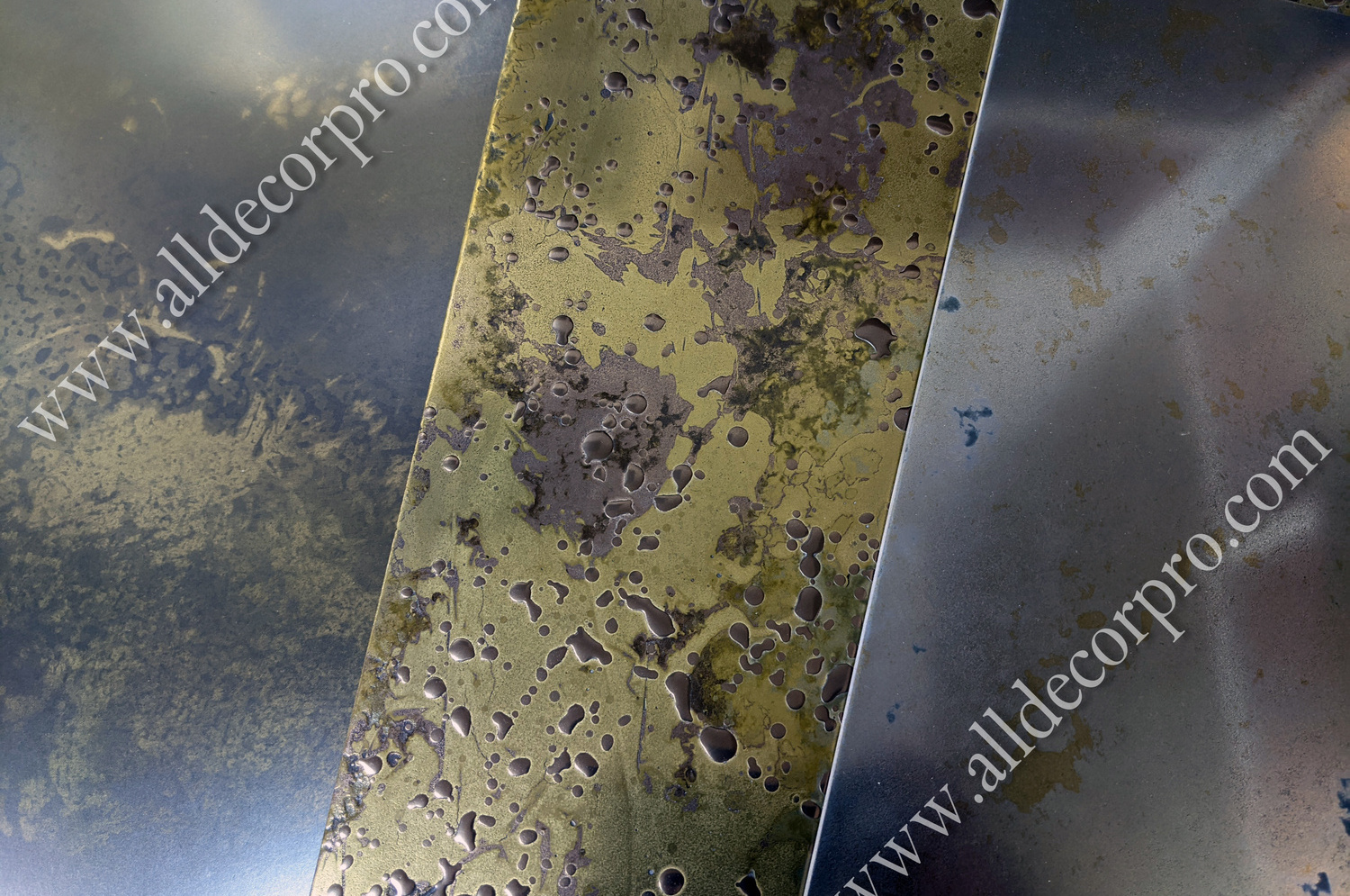 Образцы декоративного покрытия жидкий металл Metallhaut с эффектом старения
