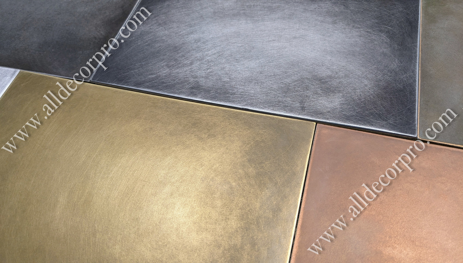 Образцы декоративного покрытия жидкий металл Metallhaut с эффектом потёртостей