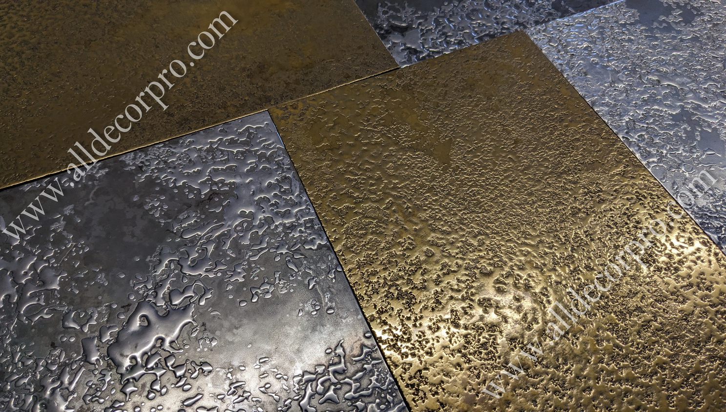 Образцы декоративного покрытия жидкий металл Metallhaut с фактурным эффектом