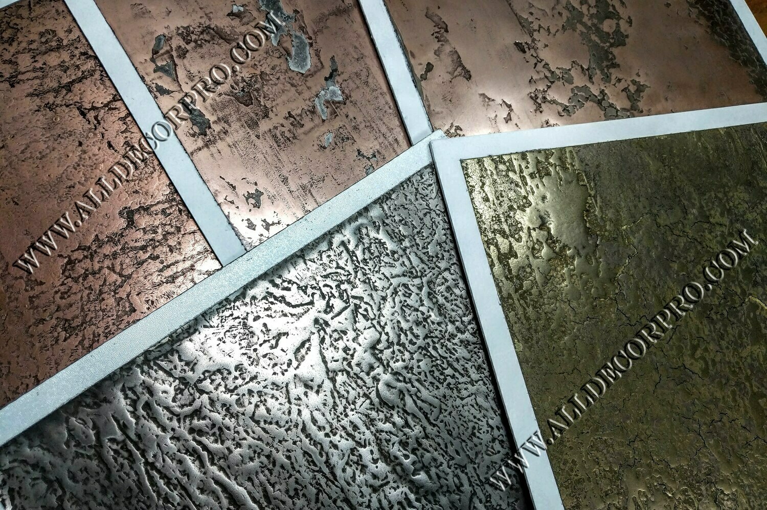 Образцы текстурного декоративного покрытия жидкий металл Metallhaut