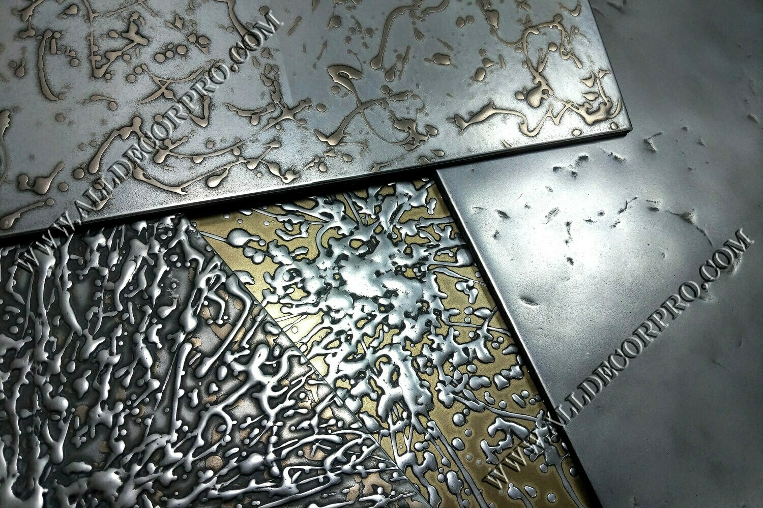 Образцы декоративного покрытия жидкий металл Metallhaut с художественным эффектом