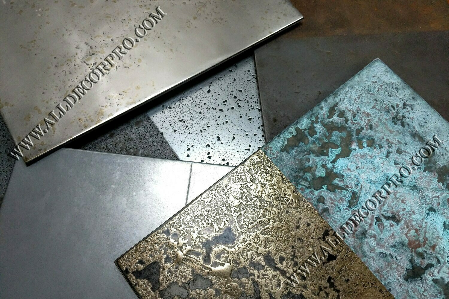 Образцы фактурного декоративного покрытия жидкий металл Metallhaut
