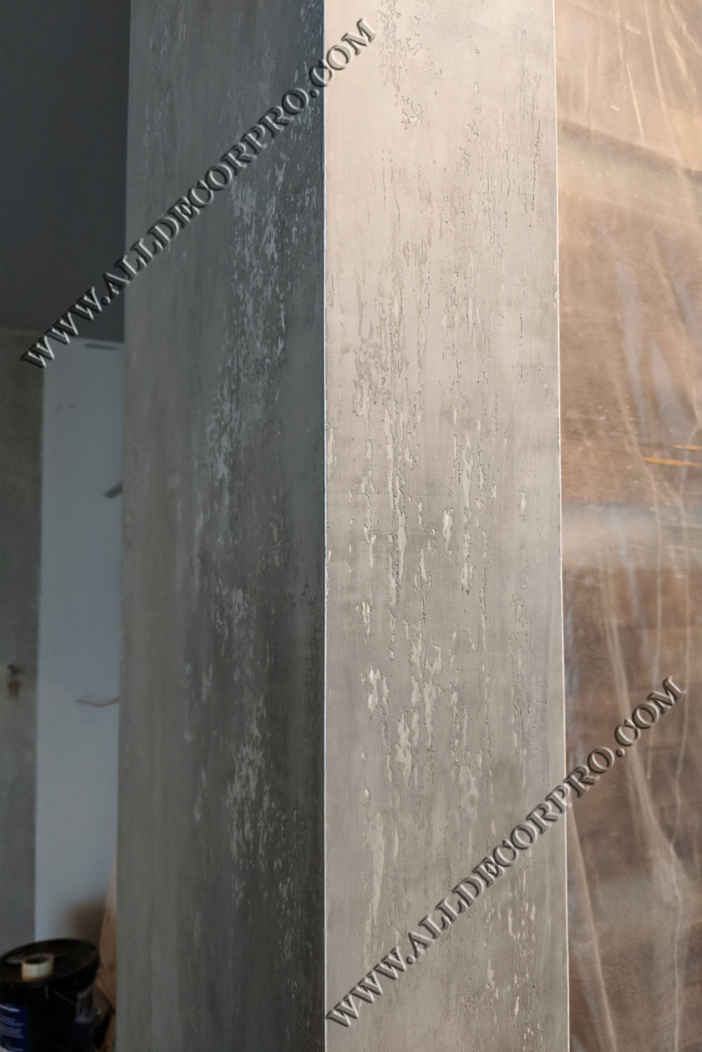 Стены декорированные микробетоном Decorazza "Art beton"