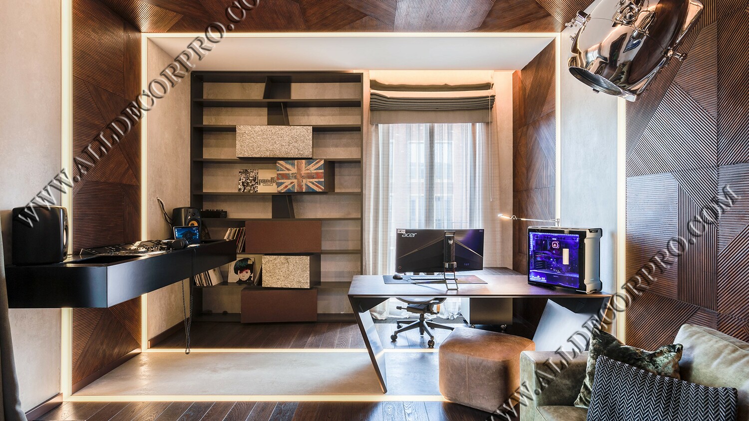 Пол и стены кабинета декорированные микроцементом DECO-CEMENTO