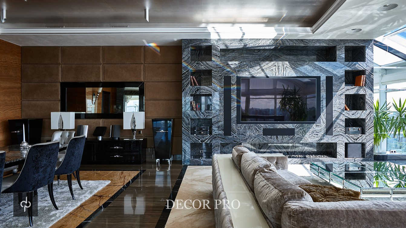 Посеребрёные потолки пентхауса